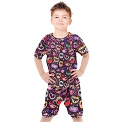 Funny Monster Mouths Kids  Tee And Shorts Set by Salman4z