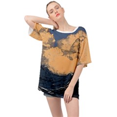 Waves Aesthetic Ocean Retro Sea Vintage Oversized Chiffon Top by Salman4z