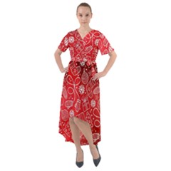 Christmas Pattern Red Front Wrap High Low Dress by Salman4z