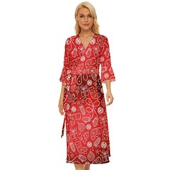 Christmas Pattern Red Midsummer Wrap Dress by Salman4z