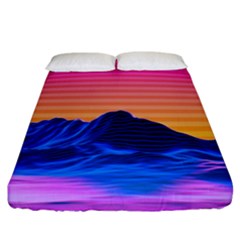 Sun Ultra Artistic 3d Illustration Sunset Fitted Sheet (california King Size) by Salman4z