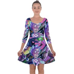 Rick And Morty Time Travel Ultra Quarter Sleeve Skater Dress by Salman4z