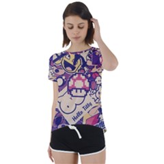 Retro Cartoon Hello Titty Parody Short Sleeve Open Back Tee by Salman4z