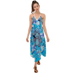 Blue Stitch Aesthetic Halter Tie Back Dress  by Salman4z