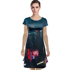 Cityscape Digital Art Cap Sleeve Nightdress by Salman4z