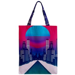 Retro Cityscape Artist Artwork Digital Art Zipper Classic Tote Bag by Salman4z