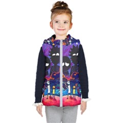 Rick And Morty In Outer Space Kids  Hooded Puffer Vest by Salman4z