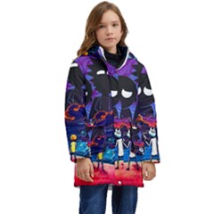 Rick And Morty In Outer Space Kid s Hooded Longline Puffer Jacket by Salman4z