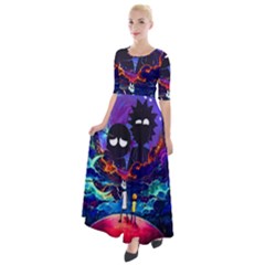 Rick And Morty In Outer Space Half Sleeves Maxi Dress by Salman4z