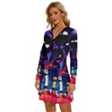 Rick And Morty In Outer Space Long Sleeve Deep V Mini Dress  View2