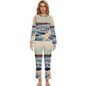 Wave Japanese Mount Fuji Woodblock Print Ocean Womens  Long Sleeve Lightweight Pajamas Set View1