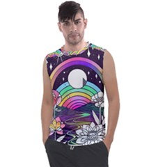 Rainbow Fun Cute Minimal Doodle Drawing Art Men s Regular Tank Top by Jancukart