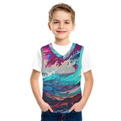 Tsunami Waves Ocean Sea Nautical Nature Water Painting Kids  Basketball Tank Top by Jancukart