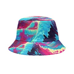 Tsunami Waves Ocean Sea Nautical Nature Water Blue Pink Inside Out Bucket Hat by Jancukart