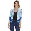 Waves Ocean Sea Tsunami Nautical 7 Women s Draped Front 3/4 Sleeve Shawl Collar Jacket View1