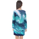 Tsunami Tidal Wave Ocean Waves Sea Nature Water Long Sleeve Chiffon Shift Dress  View2