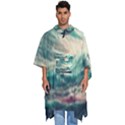 Storm Tsunami Waves Ocean Sea Nautical Nature 2 Men s Hooded Rain Ponchos View1