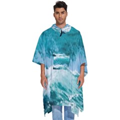 Waves Ocean Sea Tsunami Nautical 4 Men s Hooded Rain Ponchos by Jancukart