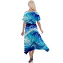 Tsunami Waves Ocean Sea Nautical Nature Abstract Blue Water Cross Front Sharkbite Hem Maxi Dress View2