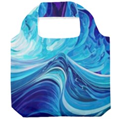 Tsunami Waves Ocean Sea Nautical Nature Abstract Blue Water Foldable Grocery Recycle Bag by Jancukart