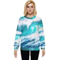 Tsunami Waves Ocean Sea Nautical Nature Water Blue Nature Hidden Pocket Sweatshirt View1