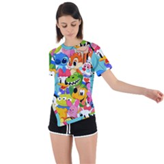 Illustration Cartoon Character Animal Cute Asymmetrical Short Sleeve Sports Tee by Sudheng