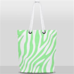 Green Zebra Vibes Animal Print  Full Print Rope Handle Tote (small) by ConteMonfrey