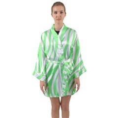 Green Zebra Vibes Animal Print  Long Sleeve Satin Kimono by ConteMonfrey