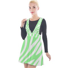 Green Zebra Vibes Animal Print  Plunge Pinafore Velour Dress by ConteMonfrey