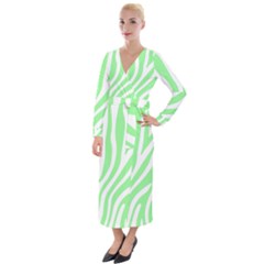 Green Zebra Vibes Animal Print  Velvet Maxi Wrap Dress by ConteMonfrey