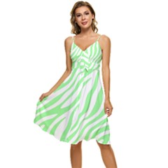 Green Zebra Vibes Animal Print  Sleeveless Tie Front Chiffon Dress by ConteMonfrey