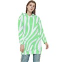 Green Zebra Vibes Animal Print  Women s Long Oversized Pullover Hoodie View1