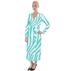 Blue Zebra Vibes Animal Print   Velvet Maxi Wrap Dress by ConteMonfrey