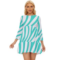 Blue Zebra Vibes Animal Print   Long Sleeve Babydoll Dress by ConteMonfrey