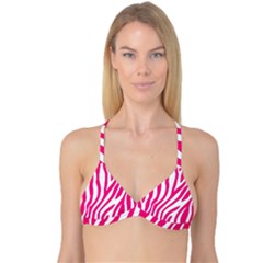 Pink Fucsia Zebra Vibes Animal Print Reversible Tri Bikini Top by ConteMonfrey