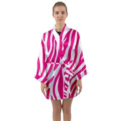 Pink Fucsia Zebra Vibes Animal Print Long Sleeve Satin Kimono by ConteMonfrey