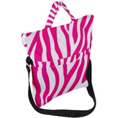 Pink Fucsia Zebra Vibes Animal Print Fold Over Handle Tote Bag by ConteMonfrey