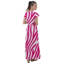 Pink Fucsia Zebra Vibes Animal Print Flutter Sleeve Maxi Dress View2