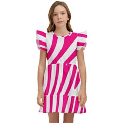 Pink Fucsia Zebra Vibes Animal Print Kids  Winged Sleeve Dress by ConteMonfrey