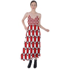 Red And White Cat Paws Tie Back Maxi Dress by ConteMonfrey