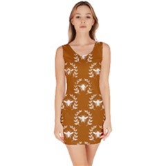 Brown Golden Bees Bodycon Dress by ConteMonfrey