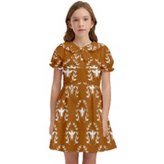 Brown Golden Bees Kids  Bow Tie Puff Sleeve Dress by ConteMonfrey