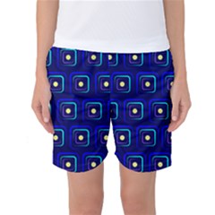 Blue Neon Squares - Modern Abstract Women s Basketball Shorts by ConteMonfrey