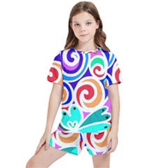 Crazy Pop Art - Doodle Circles   Kids  Tee And Sports Shorts Set by ConteMonfrey