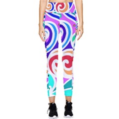 Crazy Pop Art - Doodle Circles   Pocket Leggings  by ConteMonfrey