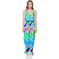 Crazy Pop Art - Doodle Hearts   Sleeveless Tie Ankle Chiffon Jumpsuit by ConteMonfrey