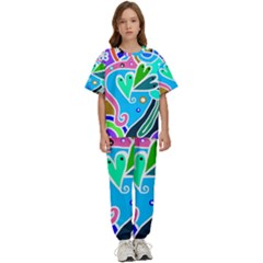 Crazy Pop Art - Doodle Hearts   Kids  Tee And Pants Sports Set by ConteMonfrey