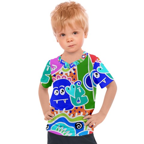 Crazy Pop Art - Doodle Buddies  Kids  Sports Tee by ConteMonfrey