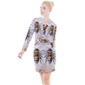 Bee Beekeeping Button Long Sleeve Dress View1