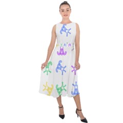 Rainbow Clown Pattern Midi Tie-back Chiffon Dress by Amaryn4rt